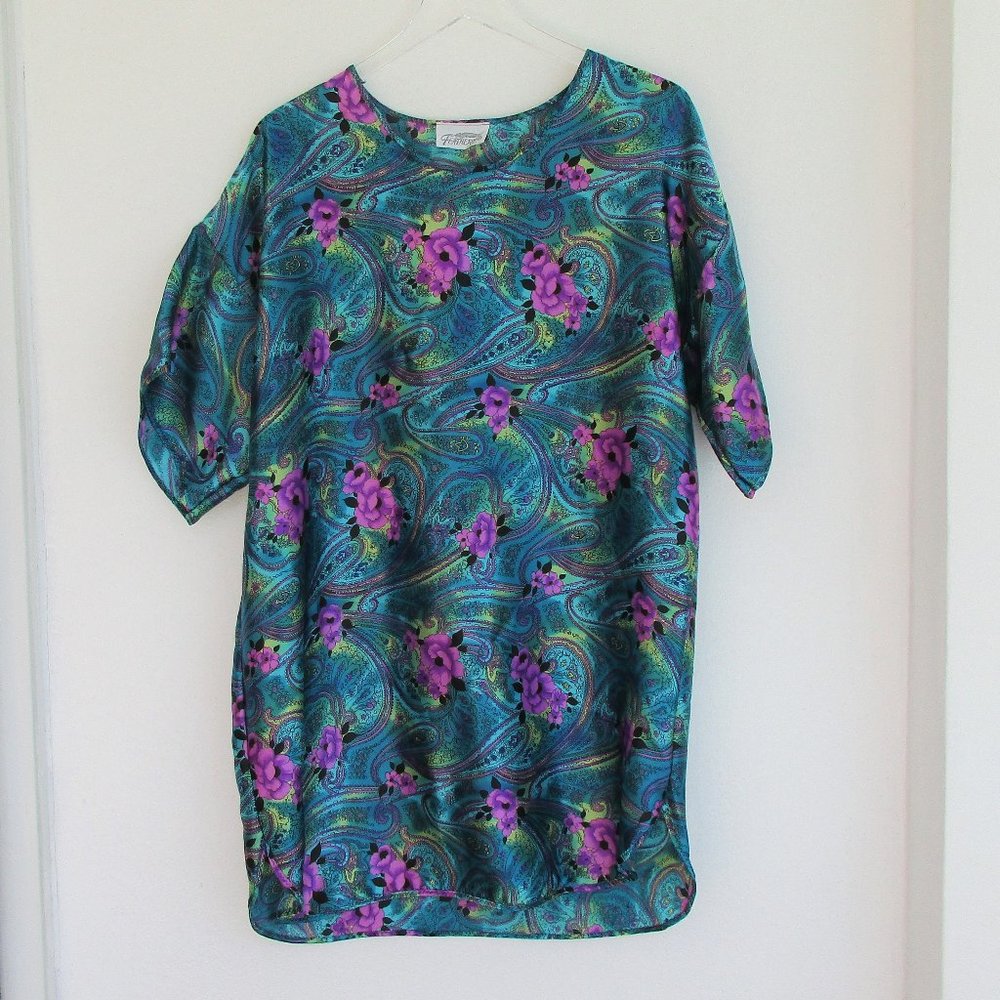 Feather Bed N.Y. Slip Kaftan Nightgown Floral O/S